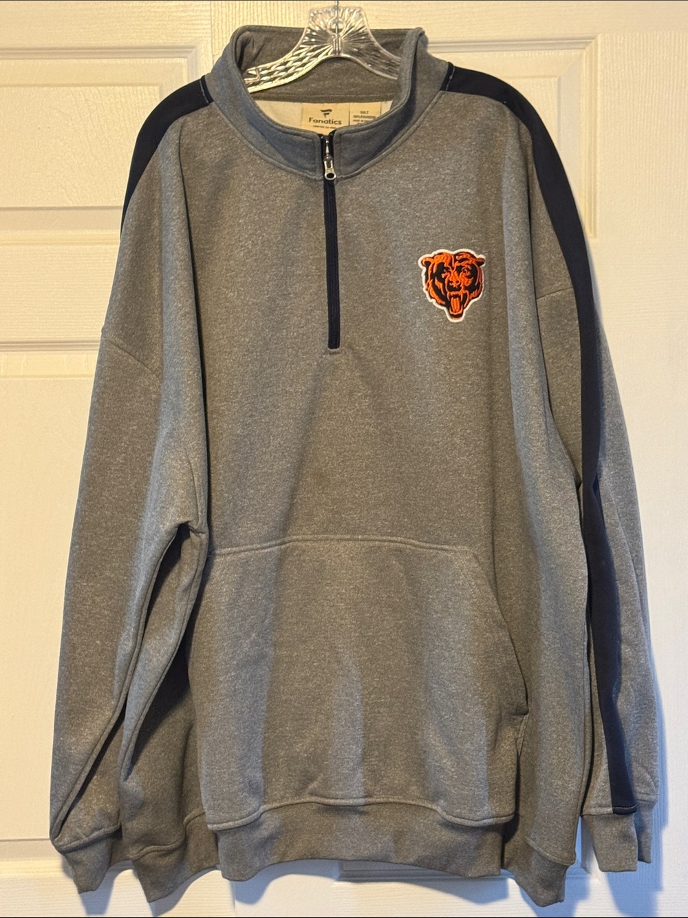 Fanatics Gray and Navy Chicago Bears Half-Zip Pullover 5XLT